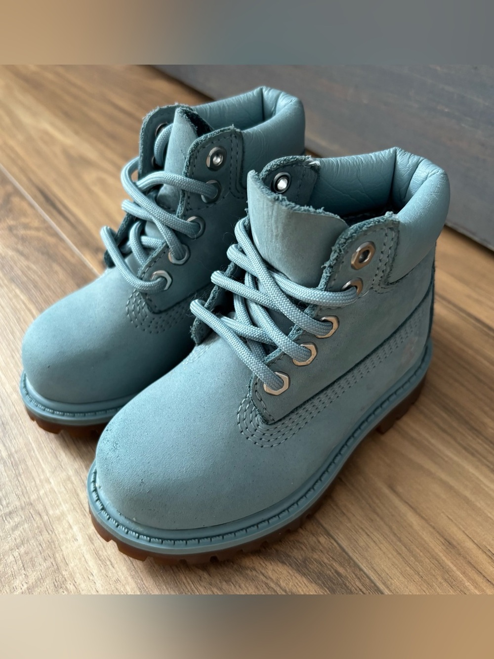 Kids Timberland Waterproof Lace-Up Boots in Light Blue